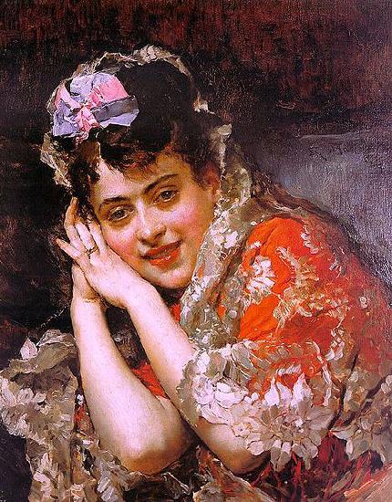 Raimundo Madrazo The Model Aline Masson with a White Mantilla Sweden oil painting art